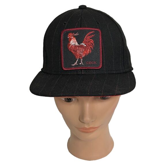Goorin Bros Hat Red Rooster Black Pinstriped Wool The Farm Snapback Cap - Picture 1 of 11